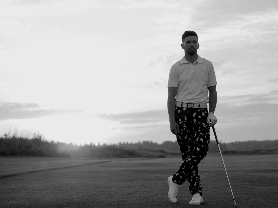 Golfer at sunset